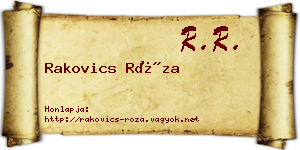 Rakovics Róza névjegykártya